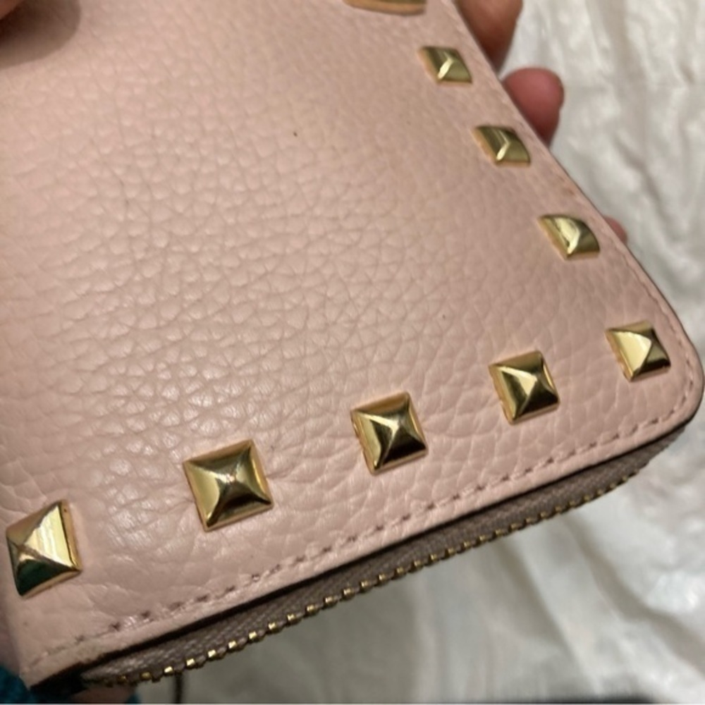 Michael kors pink leather gold studded zipper clutch accordion wallet - Picture 15 of 15